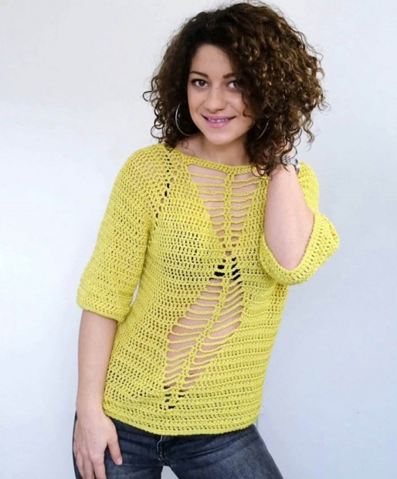 Helping our users. ​Yellow Crochet Blouse.