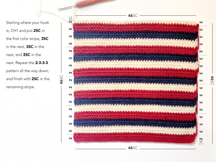 ​Crochet American Flag Pillow Cover