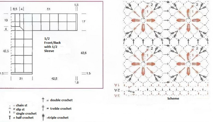 Crochet Pullover with Square Motifs