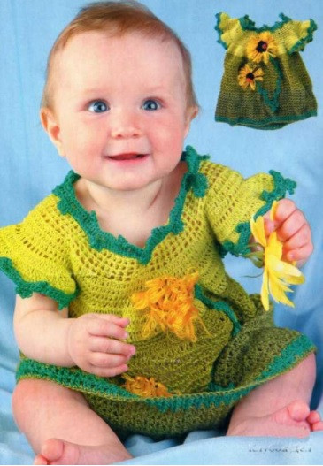 ​Crochet Dress with Sunflowers for Baby Girl