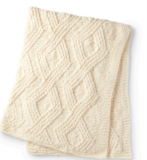 ​Knit Blanket with Twisted Rhombs