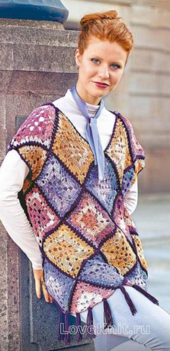 ​Crochet Multicolored Squares Vest