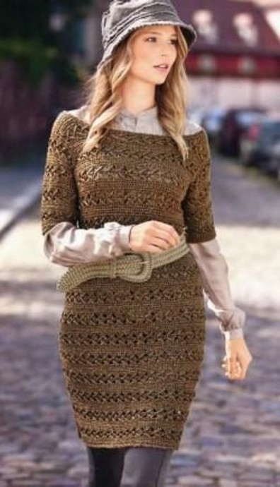Brown Crochet Dress