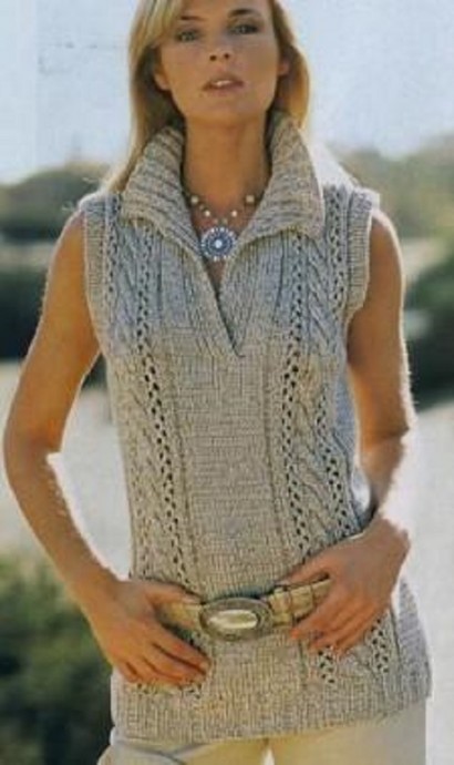 Knit Pullover without Sleeves