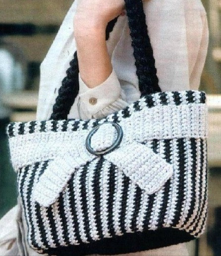 Black and White Crochet Bag