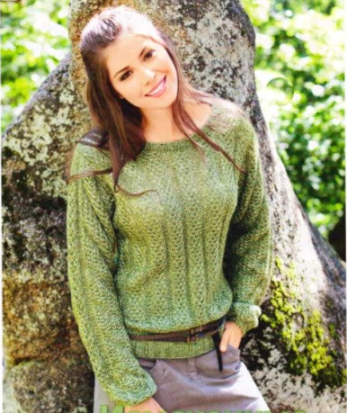 ​Knit Melange Green Pullover