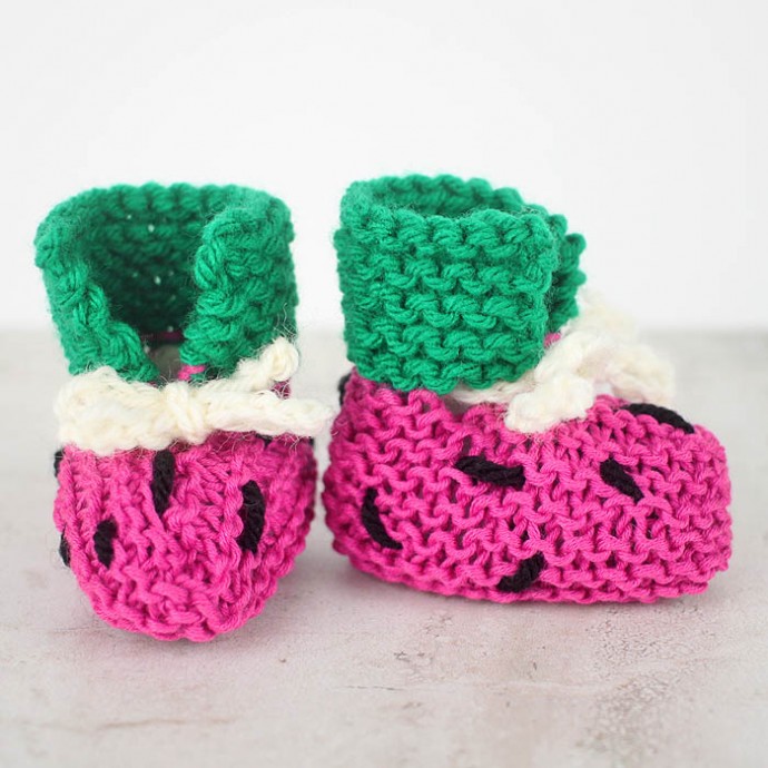 Helping our users. Watermelon Knit Baby Booties.