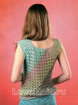 ​Crochet Top with Diagonal Stripes