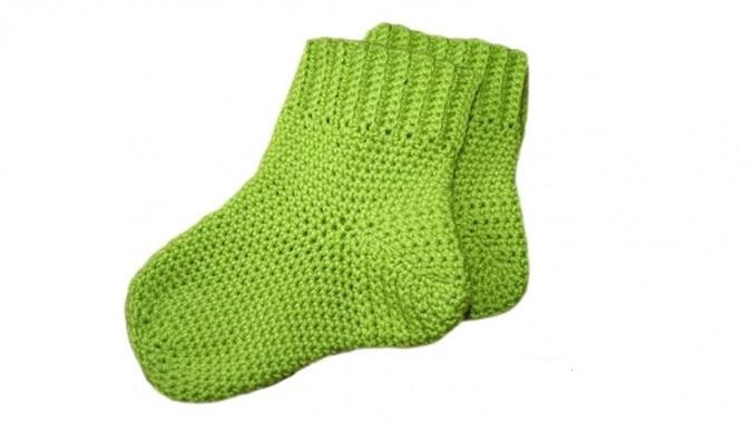 Child's Green Grass Crochet Socks