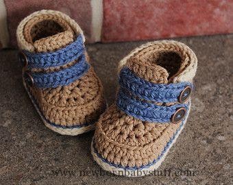 Inspiration. Crochet Baby Boy Booties.