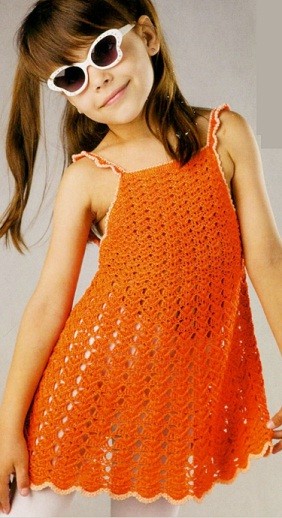 ​Orange Crochet Girl’s Tunic