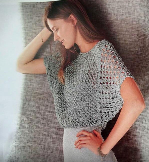 Knit Summer Blouse with Batwing Sleeves Knit Summer Blouse with Batwing Sleeves