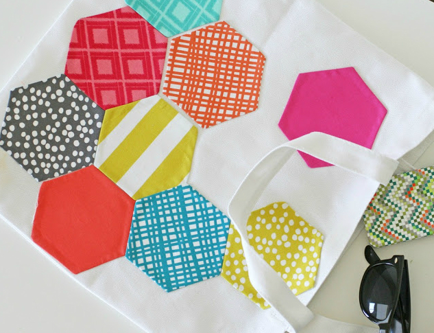 Shopper Bag with Hexagon Appliques Shopper Bag with Hexagon Appliques