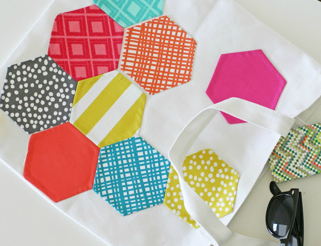 ​Shopper Bag with Hexagon Appliques