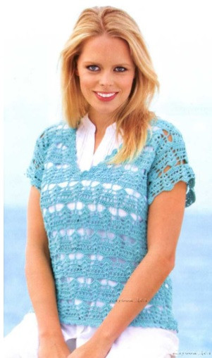 Crochet Light-Blue Pullover Crochet Light-Blue Pullover