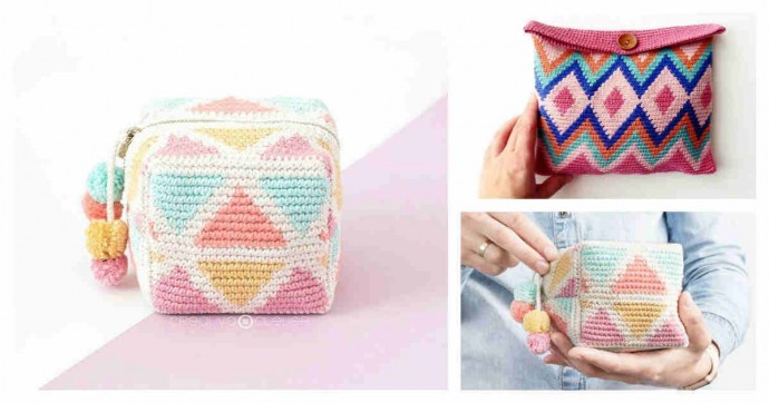 Inspiration. Knit and Crochet Beauty Bags.