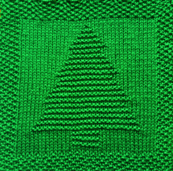 ​Knit Christmas Tree Dishcloth