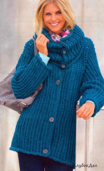 ​Crochet Marine Cardigan with Collar