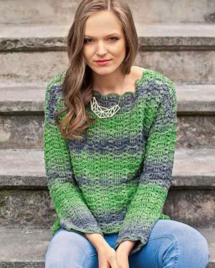 ​Crochet Wavy Stripes Pullover
