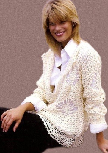 ​Crochet White Pullover