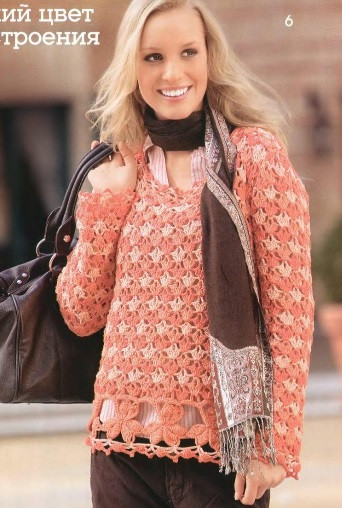 Orange and Pink Crochet Pullover Orange and Pink Crochet Pullover