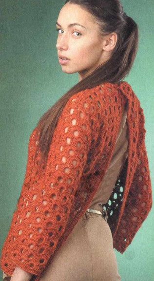 ​Red-Brick Crochet Pullover