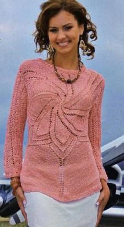 Peachy Sweater with Circle Motif – FREE CROCHET PATTERN — Craftorator