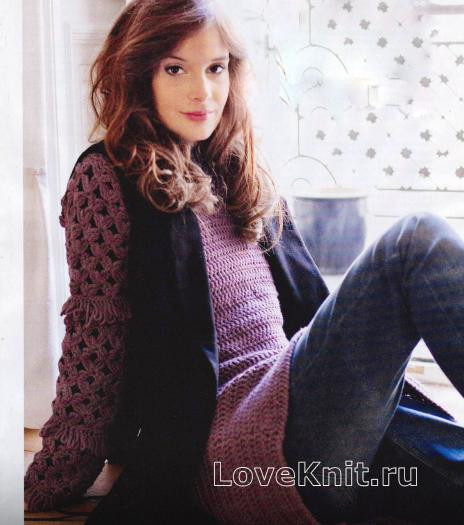 Long Crochet Purple Pullover
