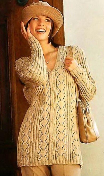 Complete Knitting Instructions for a Stylish Cotton Sweater with Riffled and Zigzag Patterns Complete Knitting Instructions for a Stylish Cotton Sweater with Riffled and Zigzag Patterns