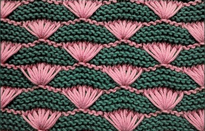 ​Shells on Garter Stitch Background