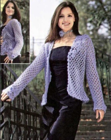 Crochet Mohair Jacket with Flowers Crochet Mohair Jacket with Flowers