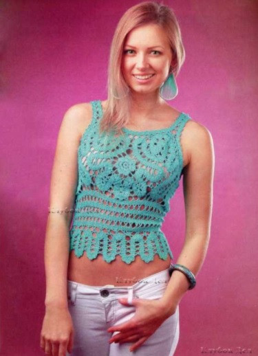 ​Turquoise Crochet Top