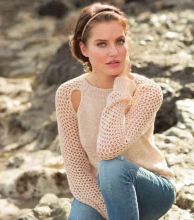 ​Beige Knit Pullover with Fancy Sleeves