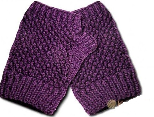 Purple Knit Mittens
