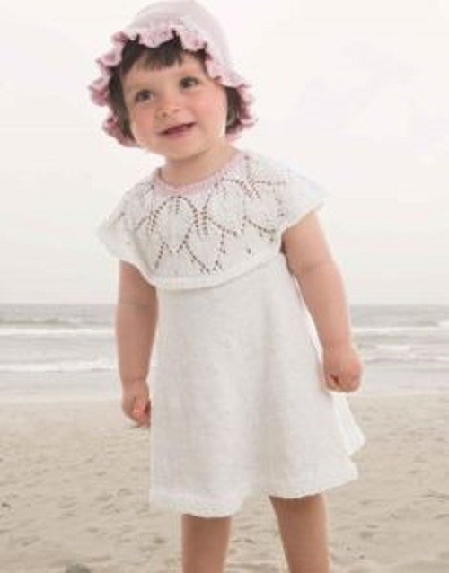 ​Crochet Dress with Leaves Pattern for Girl