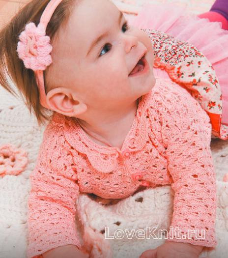 ​Crochet Pink Cardigan for Baby