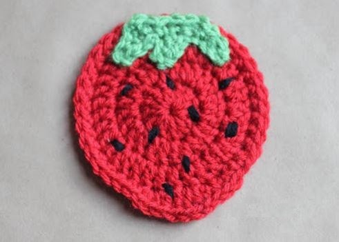 ​Crochet Strawberry Coaster