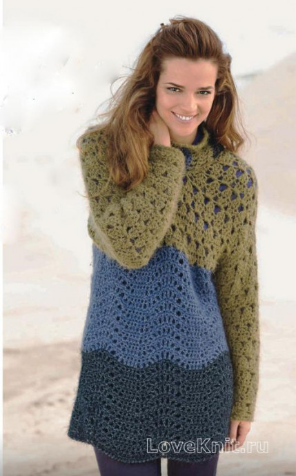 ​Crochet Three-Colored Pullover