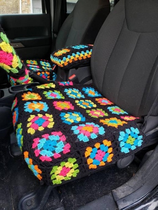 Inspiration. Crochet Seat Cover for Cars.