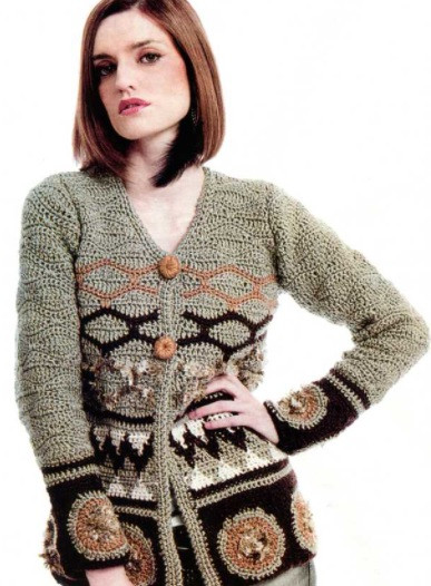 ​Crochet Brown-Beige Cardigan