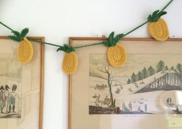 Create Beautiful Pineapple Crochet Drapery with Yellow and Green Yarn