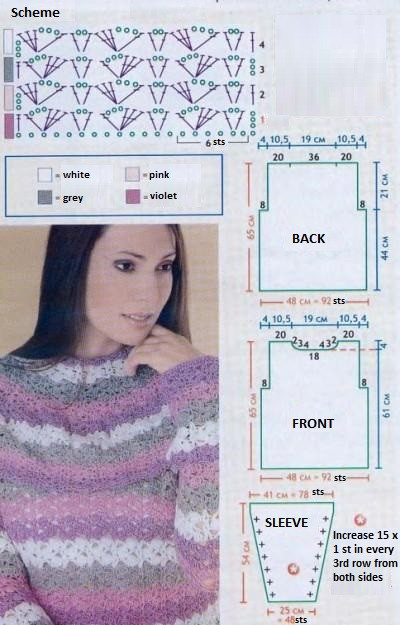 Crochet Pink and White Pullover Crochet Pink and White Pullover