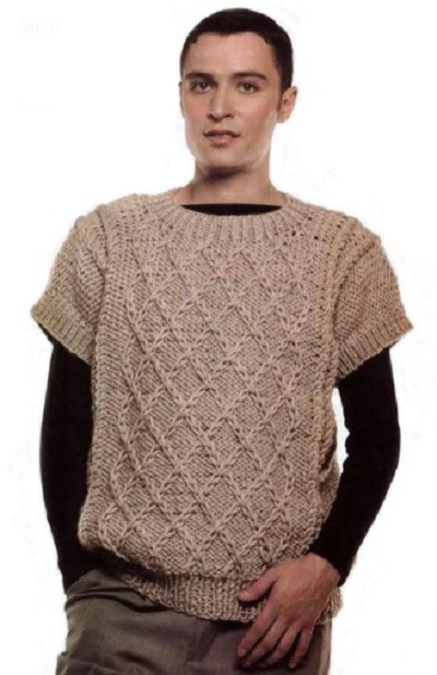 ​Knit Men's Pullover with Short Sleeves