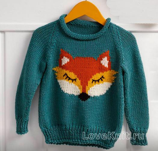 ​Knit Pullover for Kids with Fox Face