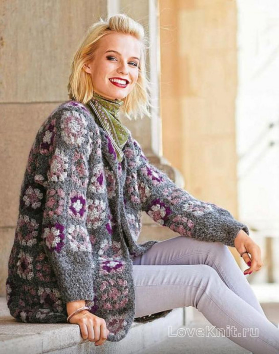 ​Crochet Cardigan with Square Motifs