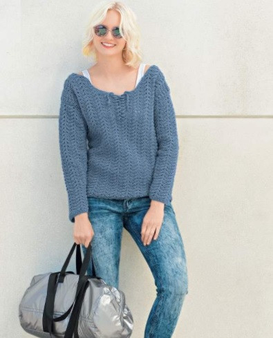 ​Crochet Dark-Grey Pullover