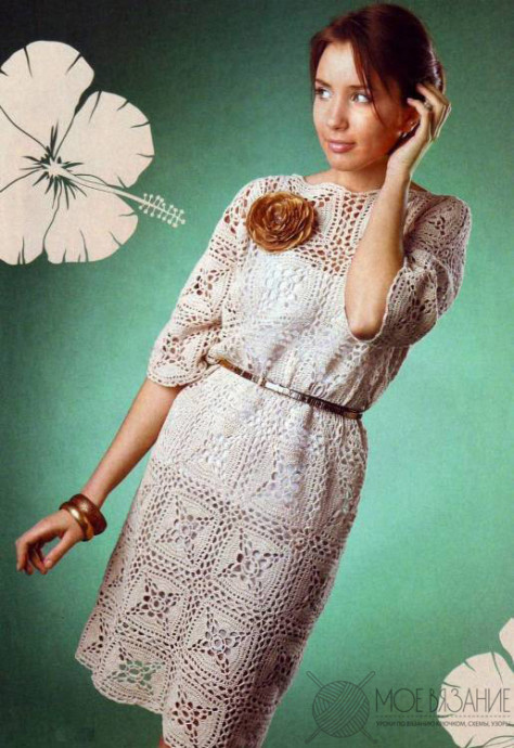 ​Crochet Linen Dress