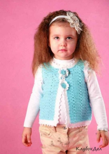 ​Light-Blue and White Crochet Vest for Baby