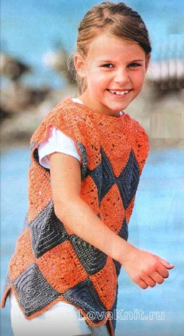 Crochet Tunic with Rhombs for Girl