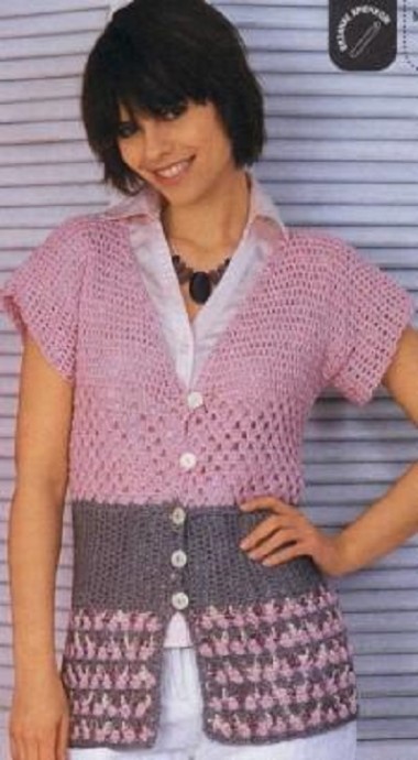 Crochet Pink and Grey Jacket Crochet Pink and Grey Jacket